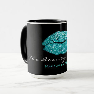 Mug Maquillage Artiste Beauté Kiss Lips Tiffany Black 