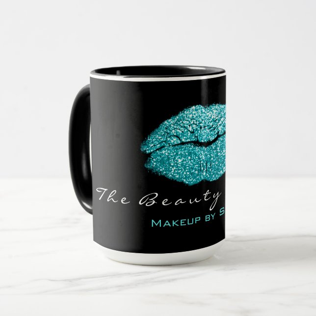Mug Maquillage Artiste Beauté Kiss Lips Tiffany Black  (Devant gauche)
