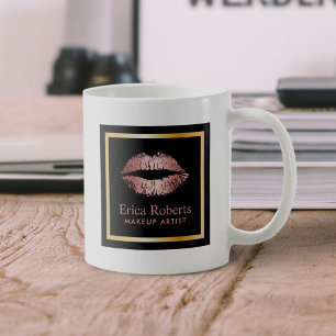 Mug Maquillage Artiste Rose Lips d'or Salon de beauté
