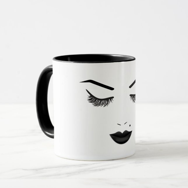 Mug Maquillage Black Lips Visage Sourcils Lèvres Glam  (Devant gauche)