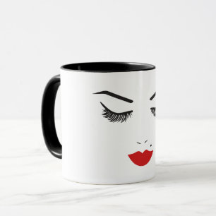 Mug Maquillage de beauté pour visage avec cils et lèvr