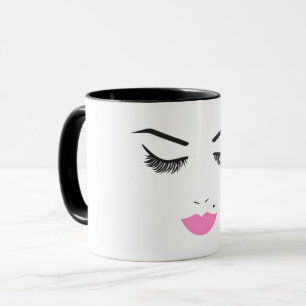 Mug Maquillage de beauté visage cils et lèvres roses S