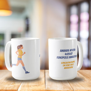 Mug Marathon Nom de la femme Heure et lieu Personnalis
