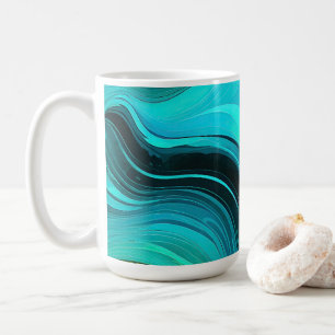 Mug "Marbella" Blue Yellow Swirls Waves