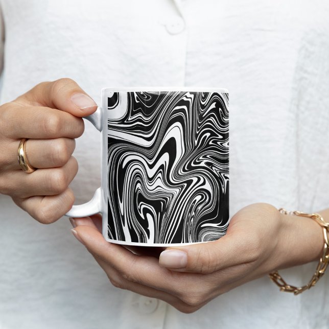 Mug Marbre Abstrait noir et blanc liquide (Créateur téléchargé)