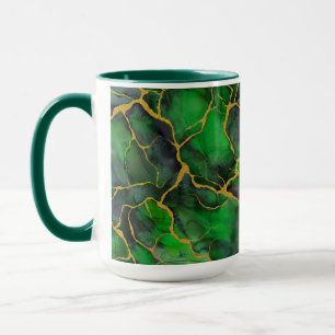 Mug Marbre aux veines vert émeraude et or