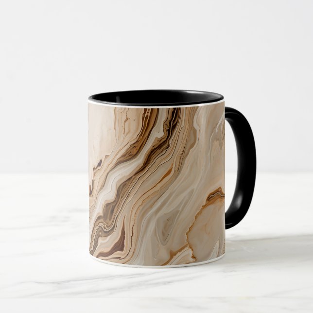 Mug Marbre Beige Abstrait Élégant (Devant droit)