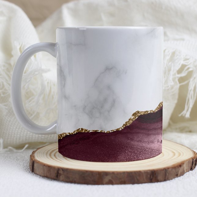 Mug Marbre Blanc Agate de Bourgogne Doré (Créateur téléchargé)