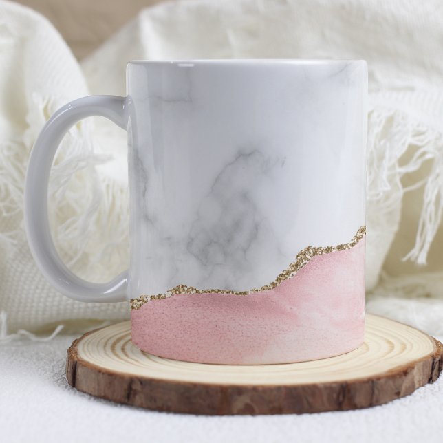 Mug Marbre Blanc Agate Rose Doré (Créateur téléchargé)