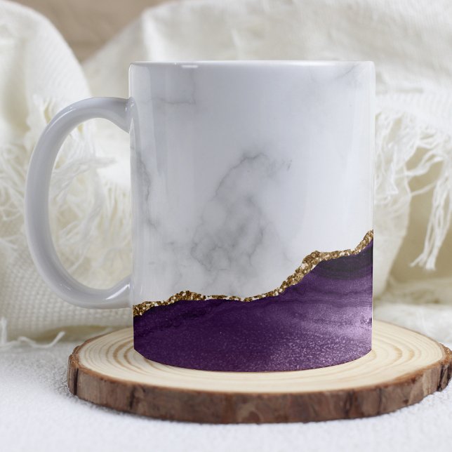 Mug Marbre Blanc Agrémenté de Pourpre Agate (Créateur téléchargé)