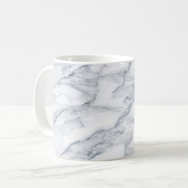 Mug Marbre blanc Carrara Calacatta Texture (Devant gauche)