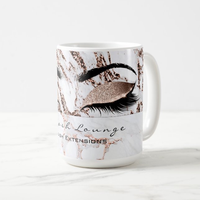 Mug Marbre blanc de maquillage en cuivre de l'extensio (Devant droit)