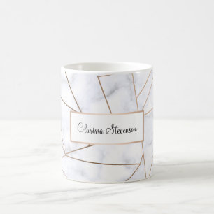 Mug marbre blanc géométrique d'or rose moderne élé