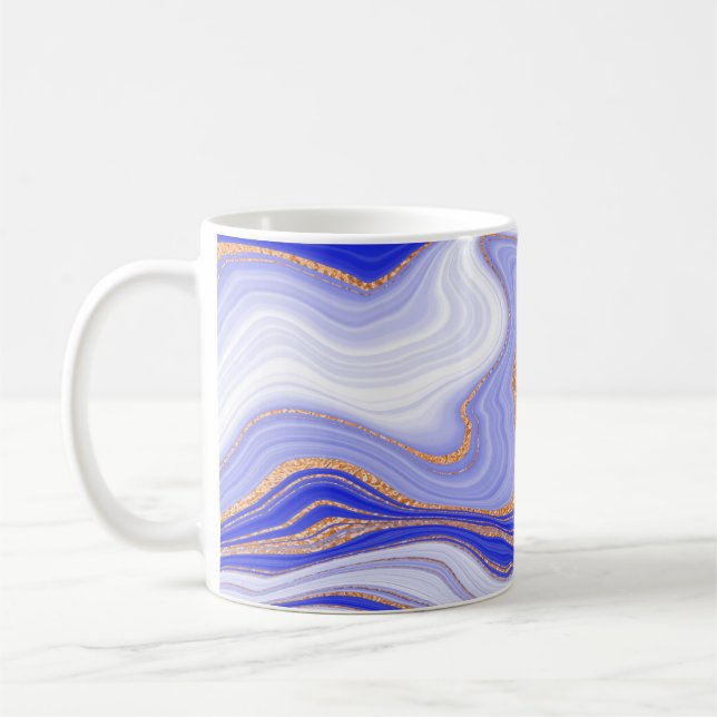 Mug Marbre bleu à texture or (Gauche)