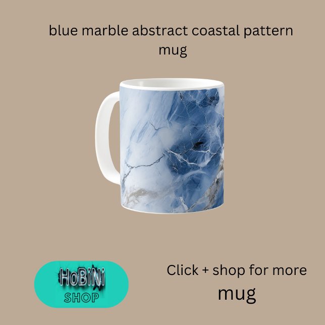 Mug marbre bleu abstrait motif côtier (blue marble abstract coastal pattern coffee mug)