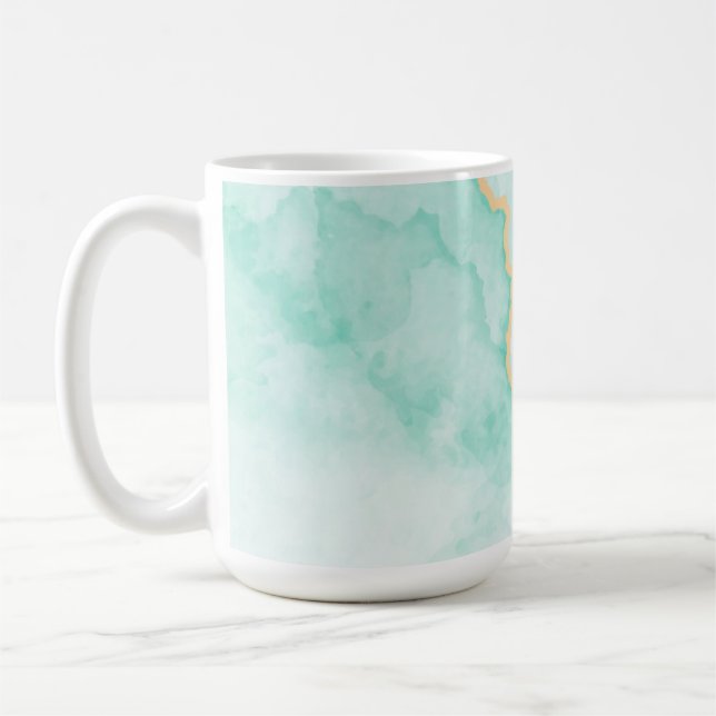 Mug marbre bleu turquoise ondulé carreaux d'aquarelle (Gauche)