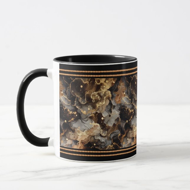 Mug Marbre Brown, agrémenté de perles d'or (Gauche)