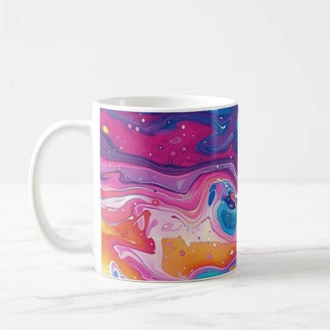Mug marbre, couleurs arc-en-ciel, design géométrique,  (Gauche)