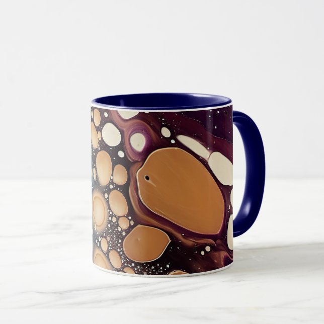 Mug Marbre de Fluide Céleste en Or de Minuit (Devant droit)