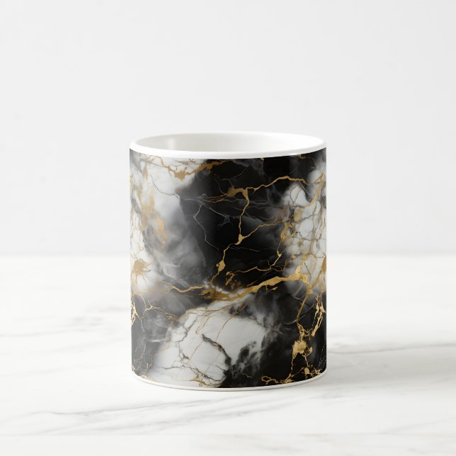 Mug Marbre de luxe blanc, or et noir élégant (Centre)
