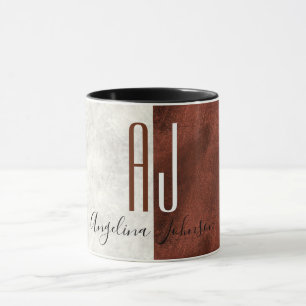 Mug Marbre de monogramme et café élégants modernes