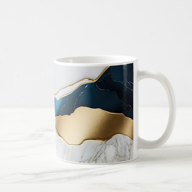Mug Marbre de pierre de turquoise blanche Cool or (Droite)