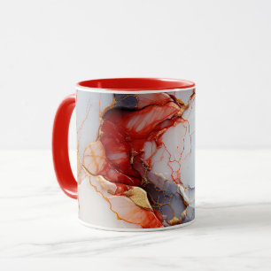 Mug Marbre d'Ivoire avec Veines Cramoisies et Dorées