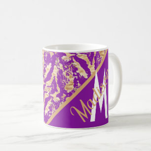Mug marbre d'or MOnogrammed rustique sur violet