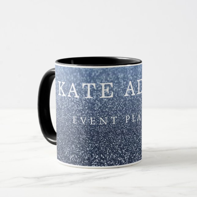 Mug Marbre doré brillant Marine noire Abstrait (Devant gauche)