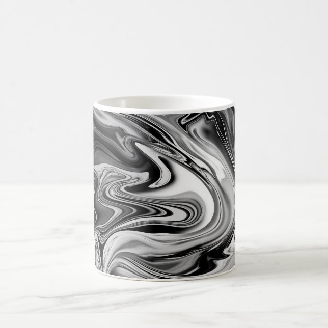 Mug Marbre élégant 7 - liquide noir et blanc (Centre)