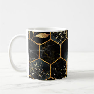Mug Marbre et or élégant : Texture Hexagon Abstraite