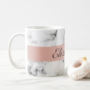 Mug marbre fin avec monogramme de bande d'or rose
