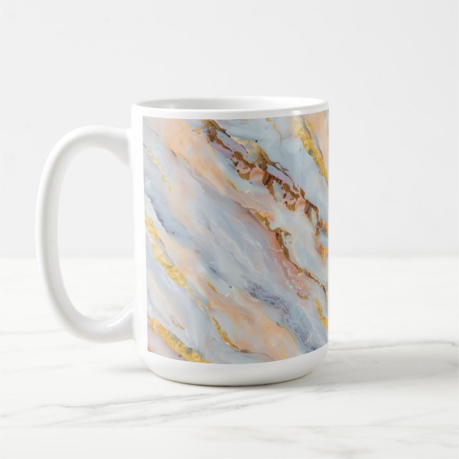 Mug Marbre fluide dans des tons de gris, de pêche et d (Gauche)