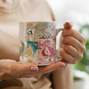 Mug Marbre fluide en marbre de luxe sarcelle et or ros