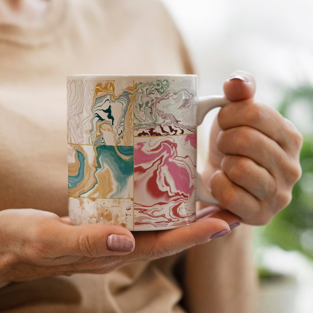 Mug Marbre fluide en marbre de luxe sarcelle et or ros (Créateur téléchargé)