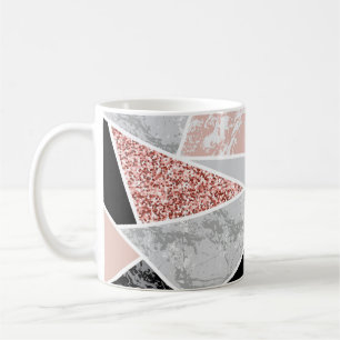 Mug Marbre géométrique avec Parties scintillant rose :