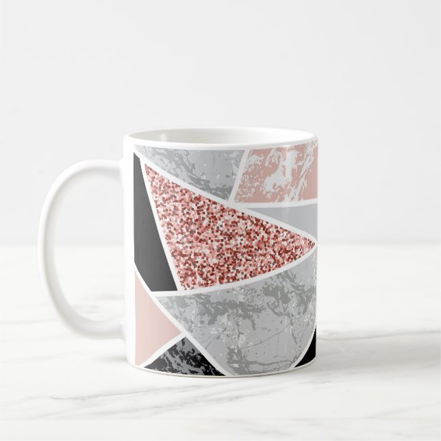 Mug Marbre géométrique avec Parties scintillant rose : (Gauche)