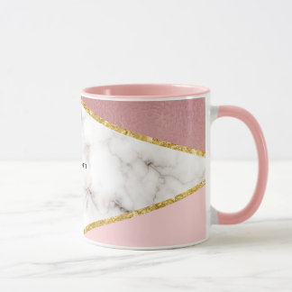 Mug Marbre géométrique rose moderne personnalisé