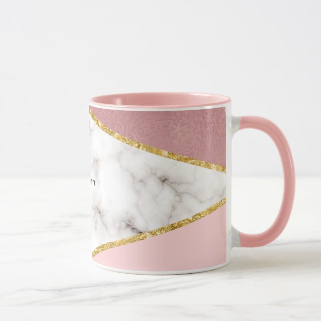 Mug Marbre géométrique rose moderne personnalisé (Droite)