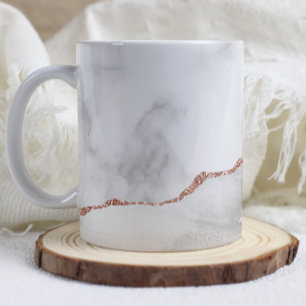 Mug Marbre gris blanc Agate Rose Or Pailleté