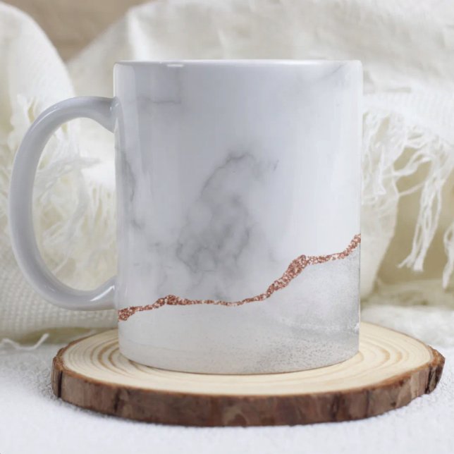 Mug Marbre gris blanc Agate Rose Or Pailleté  (Créateur téléchargé)