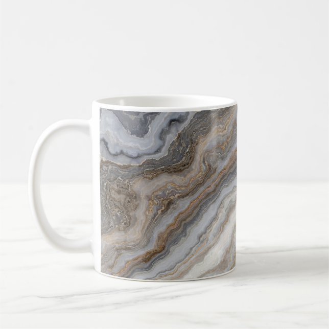 Mug Marbre gris bouclé : Veines dorées (Gauche)