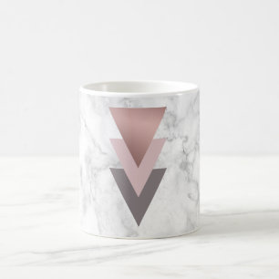 Mug marbre gris de blanc de triangles de rose rose