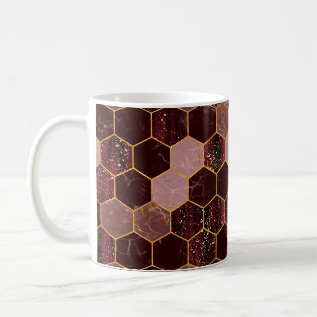 Mug Marbre hexagone texture transparente avec or (Gauche)