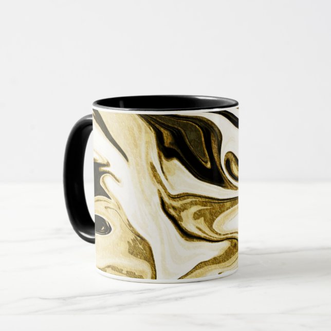 Mug Marbre liquide fluide numérique rétro élégant abst (Devant gauche)