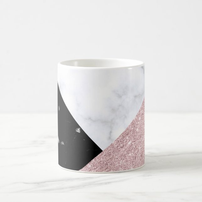 Mug Marbre noir blanc de parties scintillantes roses (Centre)