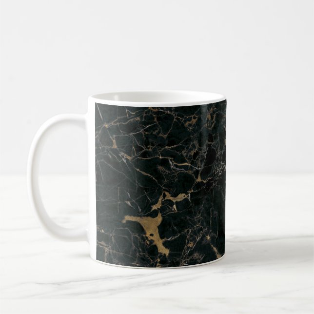 Mug Marbre Noir Élégant : Fond Texturé (Gauche)