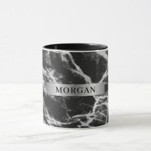 Mug Marbre noir et gris, Nom sur Musique Argent