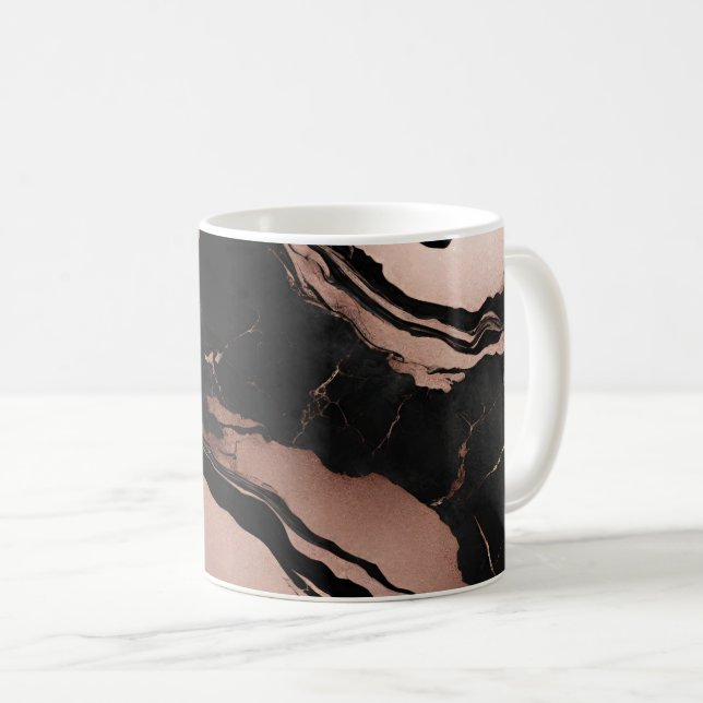 Mug Marbre noir et or rose tendance moderne (Devant droit)