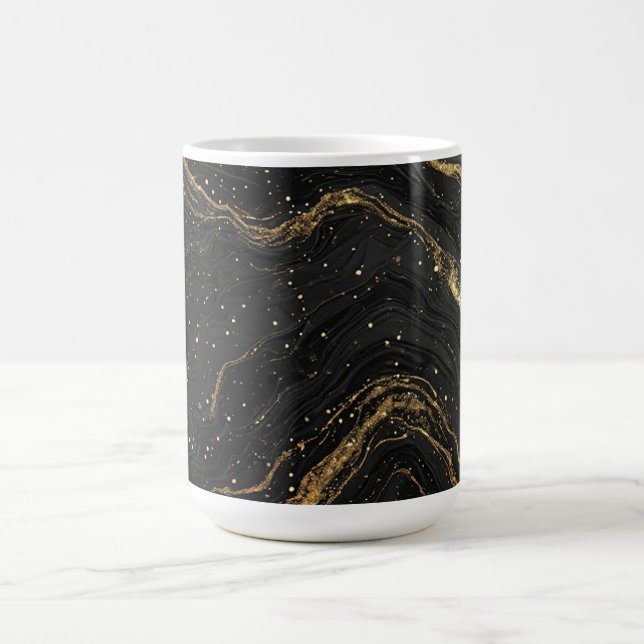 Mug Marbre Noir Veines D'Or Luxe Abstrait (Centre)